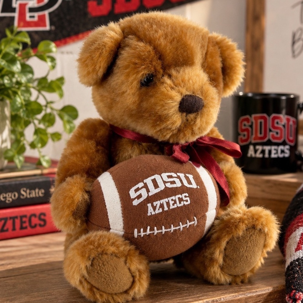 SDSU Aztecs Teddy Bear Plush Football San Diego State University Mascot Brown